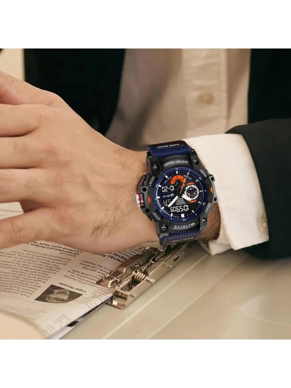 Mens Bright And Purple Analog Quartz S-Shock Waterproof Sports LED Digital Watch